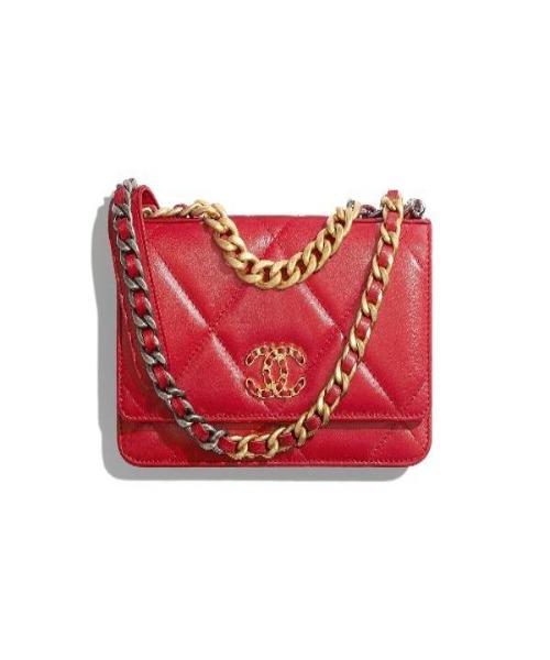 Chanel Wallet On Chain – WOC Lambskin Gold-Toned Metal red