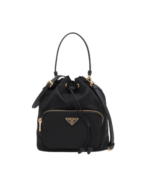 Prada Duet Fabric Shoulder Bag Black