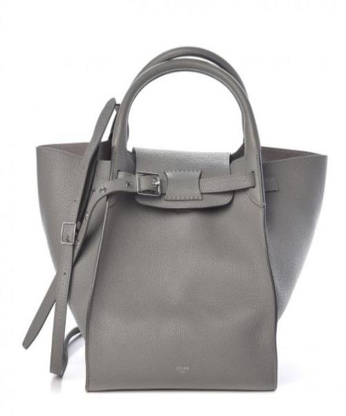Celine Small Big Bag With Long Strap In Supple Grained Calfskin Grey