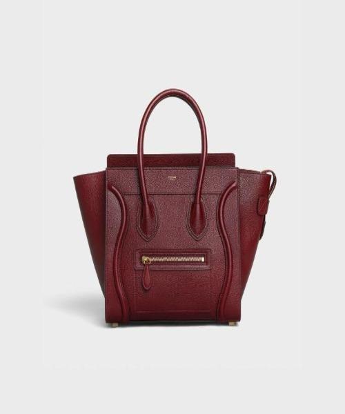 Micro Luggage Handbag In Drummed Calfskin Light Burgundy