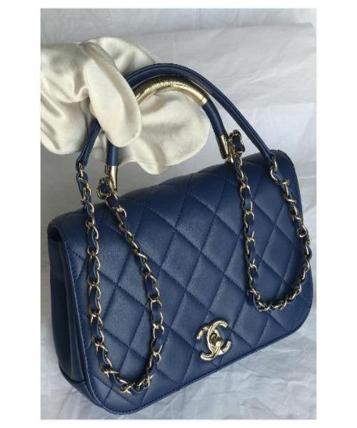 Chanel Medium Flap Bag With Top Handle Blue