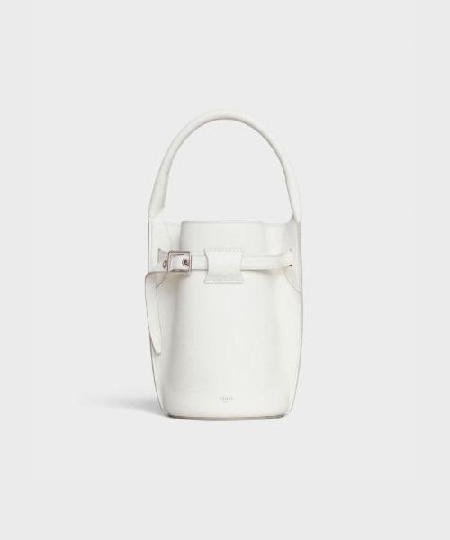 Celine Big Bag Nano Bucket In Supple Grained Calfskin White