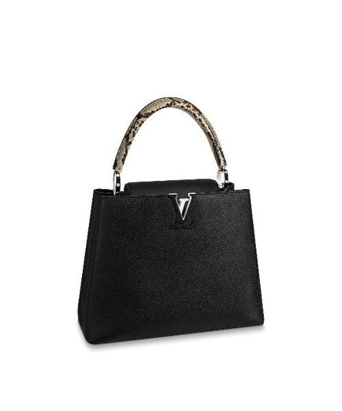 LV Capucines MM Noir Python Leather Trim