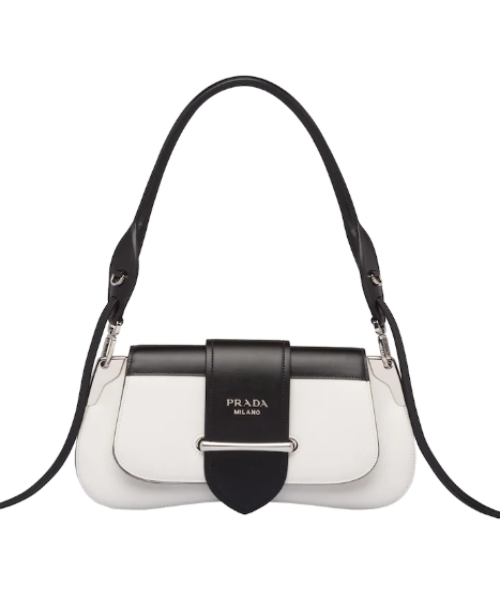 Prada Sidonie Leather Shoulder Bag White / Black