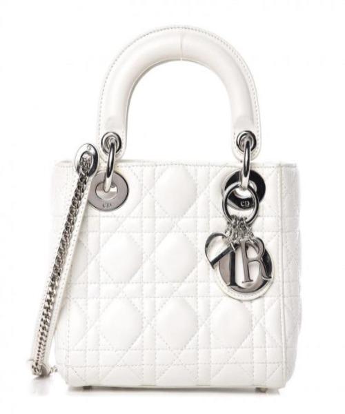 Mini Lady Dior Lambskin Bag Off-White