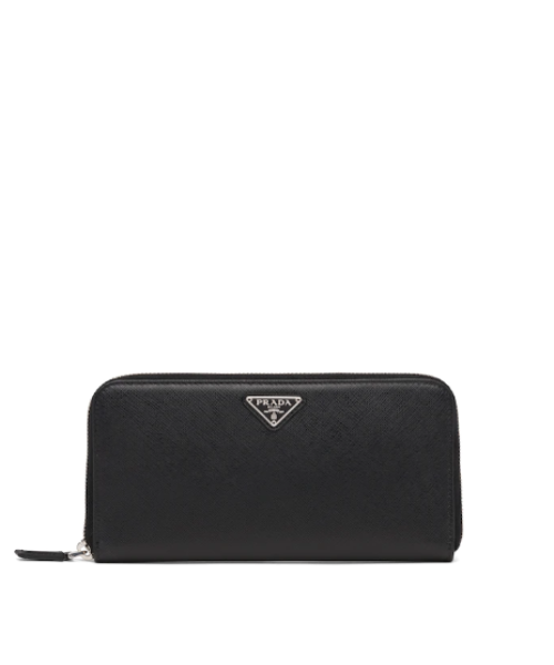 Prada Large Saffiano Leather Wallet Black Silver Hardware