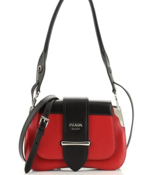 Prada Sidonie Leather Shoulder Bag Red / Black