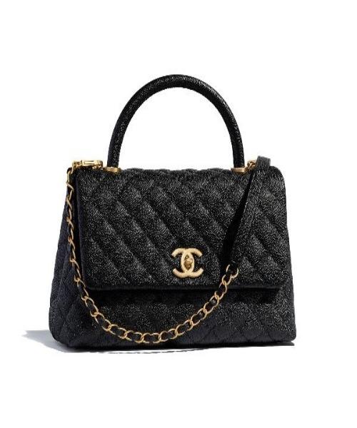 Chanel Small Flap Bag With Top Handle Black-Silver