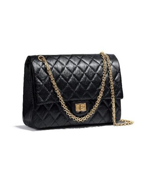 Chanel 2.55 Handbag Aged Calfskin Black