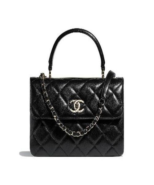 Chanel Flap Bag With Top Handle Lambskin Black